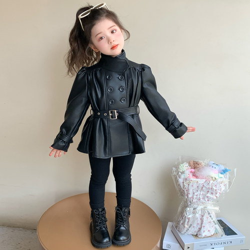 女童皮衣外套秋冬款加绒2025新款