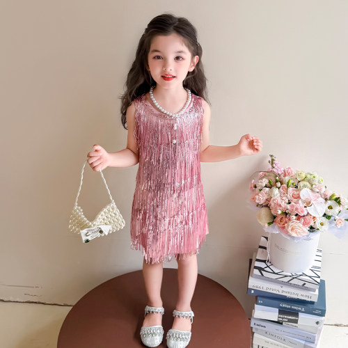 女童流苏亮片连衣裙2026夏季新款