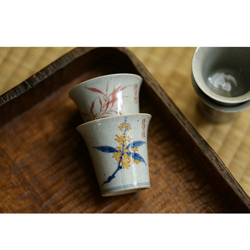陶泥纯手绘主人杯茶杯