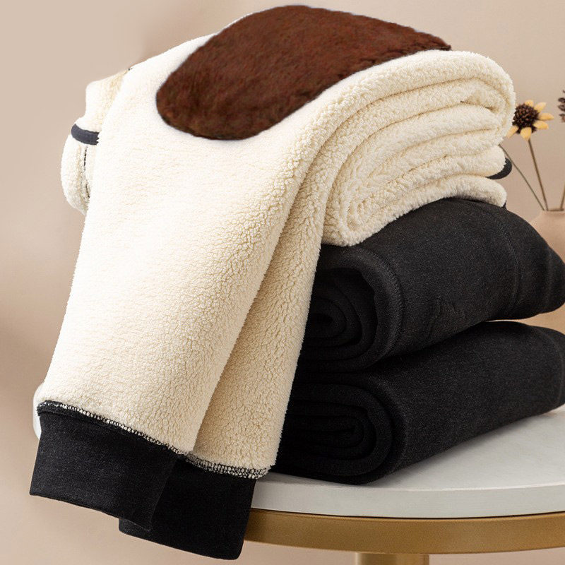 加绒加厚男士保暖裤冬季羊羔绒高腰大码宽松棉裤护膝护腰东北抗寒