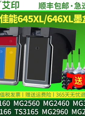 适用佳能PG645墨盒CL646 TS3160 MG2560家用MG2460 MG3060 2960 2965彩色打印机TS3166 3165连供TR4560易加墨