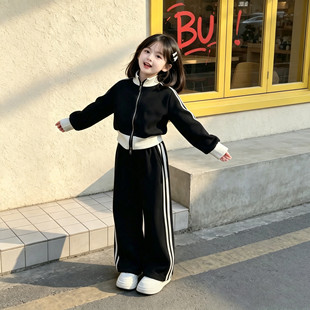 女童春秋款洋气套装2026新款中大童春装韩版立领外套休闲裤两件套