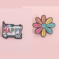 Colorful Daisy flower English letter "HAPPY" brooch, cute girl's heart badge, brooch anti-glare clasp thumbnail 3