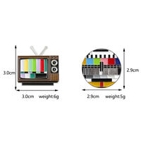 Nostalgic and retro old-fashioned TV brooch, classic no-signal rainbow bar screen, cartoon personality bag pin thumbnail 6