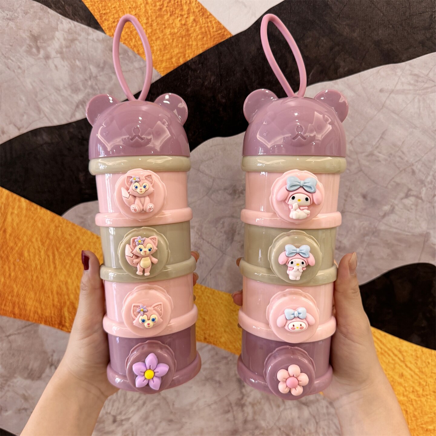 2026新款卡通多层婴儿奶粉盒便携外出儿童宝宝辅食米粉储存收纳罐