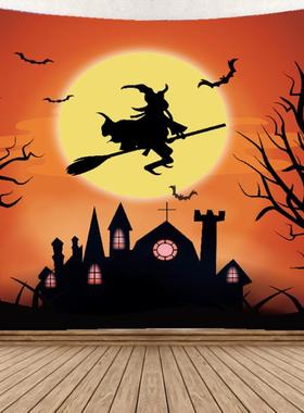 万圣节装饰挂布户外旗帜happy hallo ween挂毯墙布院子布置桌布
