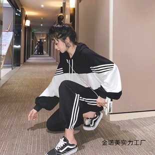 单/套装女秋夏秋季薄款学生休闲运动韩版宽松卫衣两件套外套潮ins
