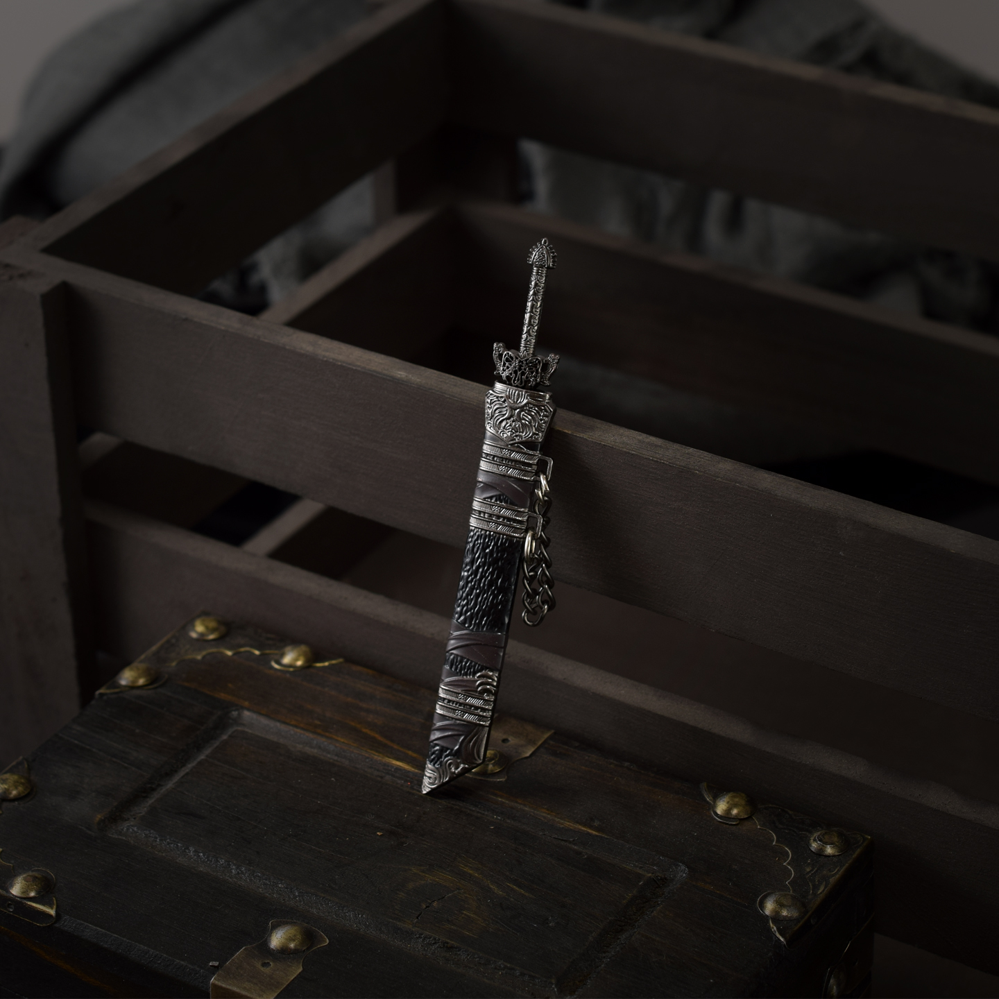古代微兵器模型 叶孤城的刀戒刀模玩 1/12古风小武器金属造景摆件