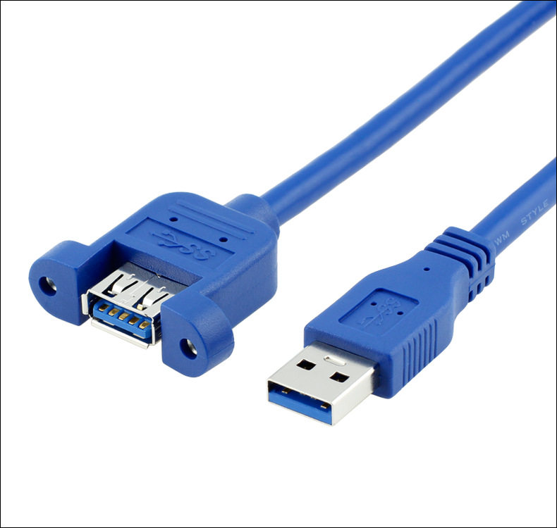 usb延长线公对母带耳朵DIY高标准带螺母usb 3.0数据线0.5米-3米