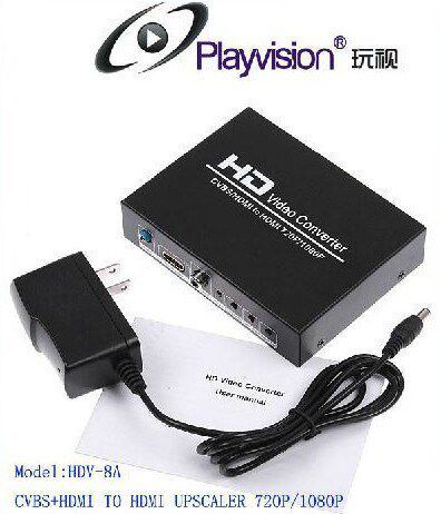 玩视 HDV-8A AV转HDMI转换器,AV制式 HDMI制式转换器 1080 编
