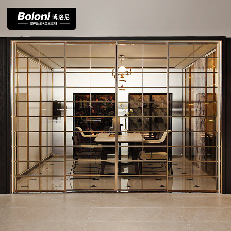 博洛尼全屋定制轻奢铝合金玻璃门室内移门定做订金伯尔尼亚gs1