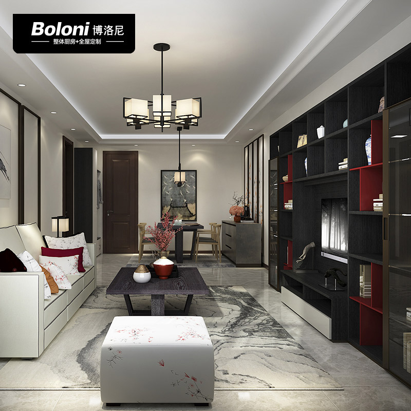 博洛尼简约新中式全屋餐厅橱柜