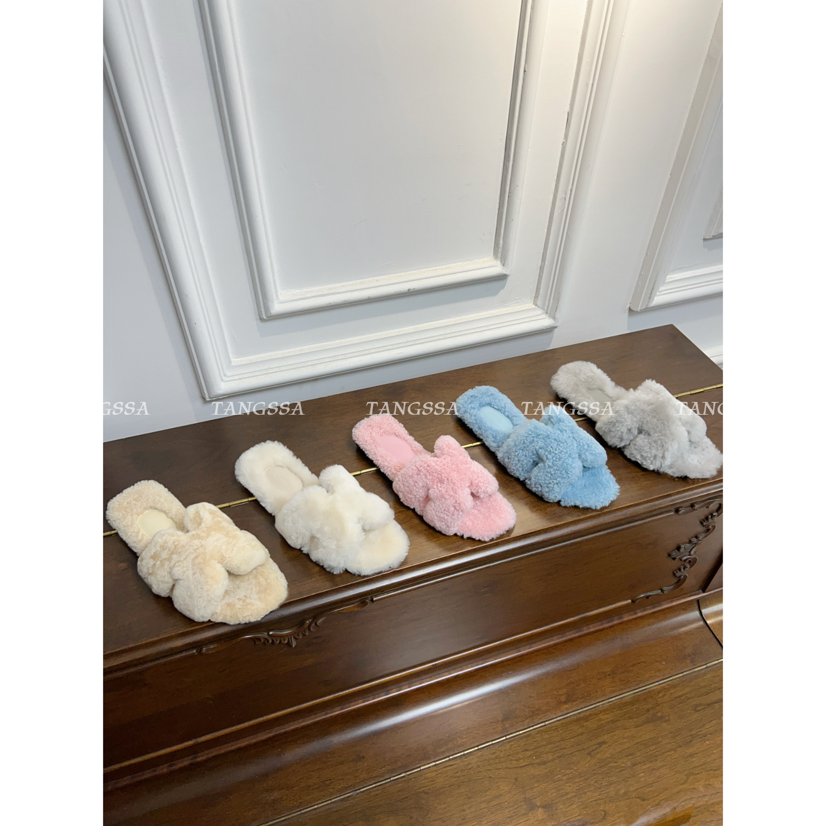 仙女风~秋冬新款h泰迪毛毛拖