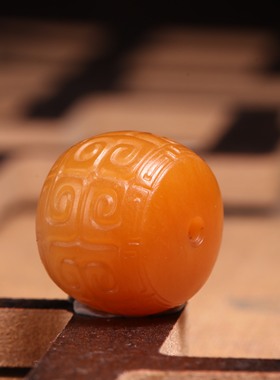 15mm新疆和田玉黄沁籽料散珠黄玉老型珠锁骨珠是手串配珠圆珠