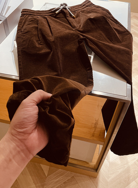 柜上6.8K 老钱风  复古时尚棉质灯芯绒 秋冬男士打褶条绒休闲裤潮