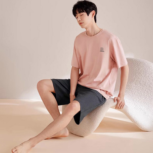 莫代尔棉睡衣男夏季短袖短裤薄款大码夏款休闲透气凉感家居服套装