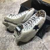 豹纹亮片加绒保暖羊羔毛皮毛一体小脏鞋 韩国脏脏鞋 女高帮星星板鞋