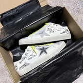 2022年春季 女 真皮脏脏鞋 韩国做旧星星小脏鞋 涂鸦平底复古情侣板鞋