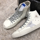 男真皮小白鞋 2023新款 高帮鞋 女内增高做旧脏脏鞋 韩版 星星小脏鞋