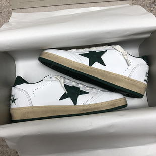 运动休闲真皮小白鞋 女夏复古做旧绿色脏脏鞋 星星小脏鞋 陈伟霆同款