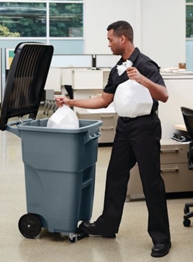 乐柏美蓝色户外清洁垃圾桶亭房社区特大号189L可推式商用环卫桶