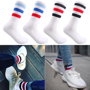 Eye 潮流毛巾底运动网球袜 Controller条纹袜子中筒男彩条横杠个性