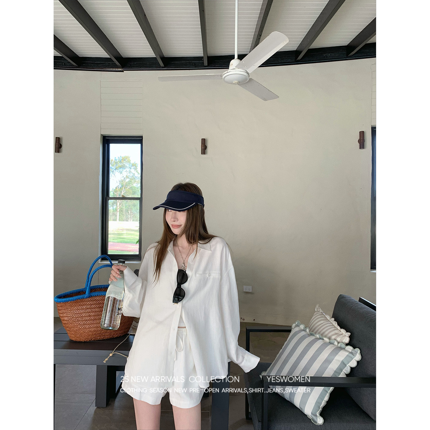 【所有女生的衣橱】小宜定制 宽松休闲亚麻衬衫休闲裤套装