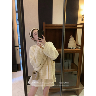 【嘉嘉】小宜定制 杜赛画廊·蝴蝶纱暗条毛织外套