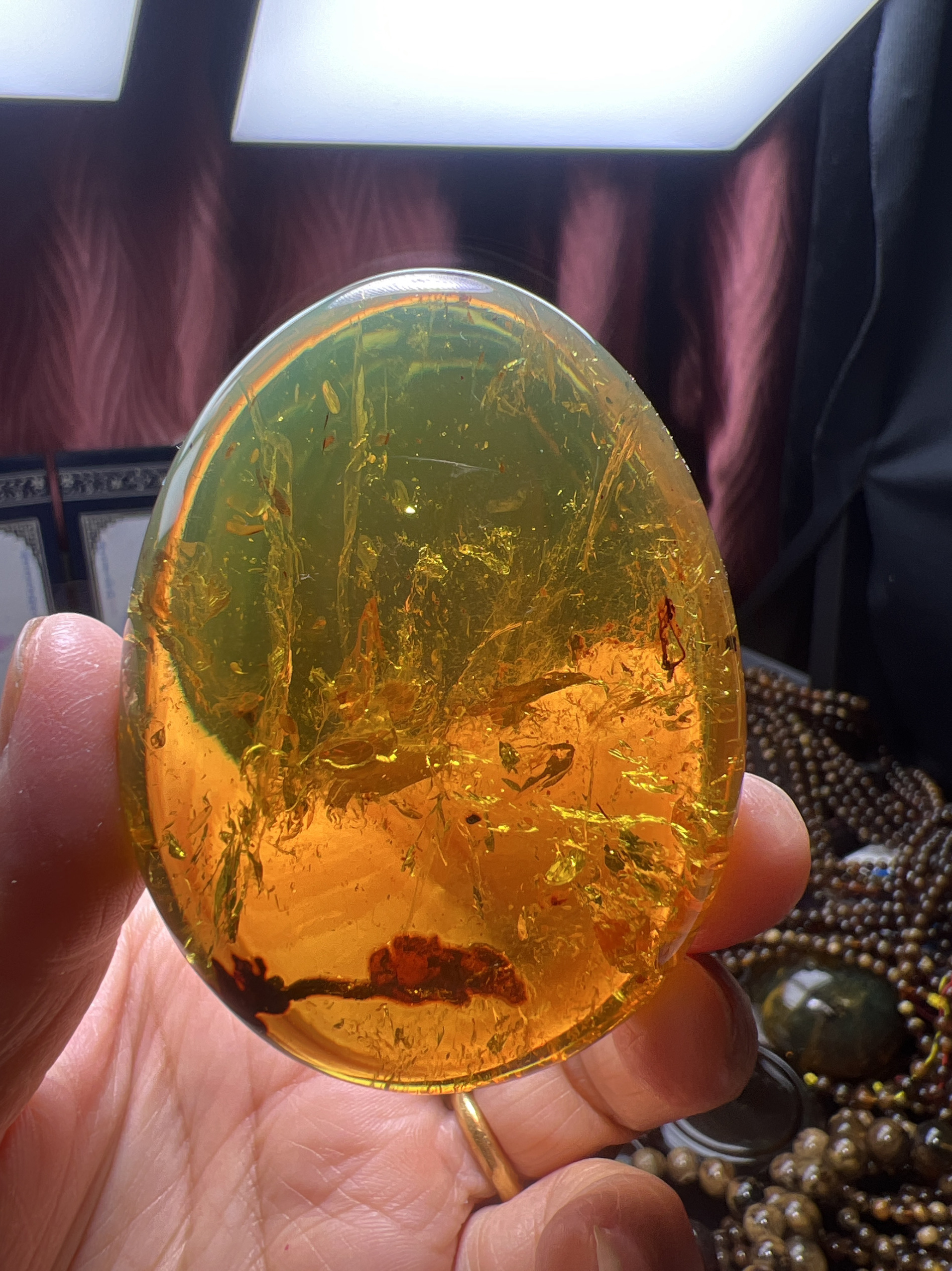 天然缅甸琥珀特色植物意境珀吊坠45克