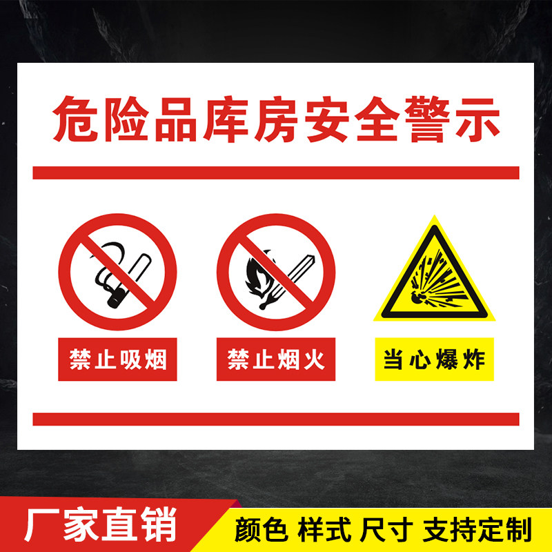 危险品库房安全警示牌 禁止烟火安全标识牌 提示牌标示牌告知牌
