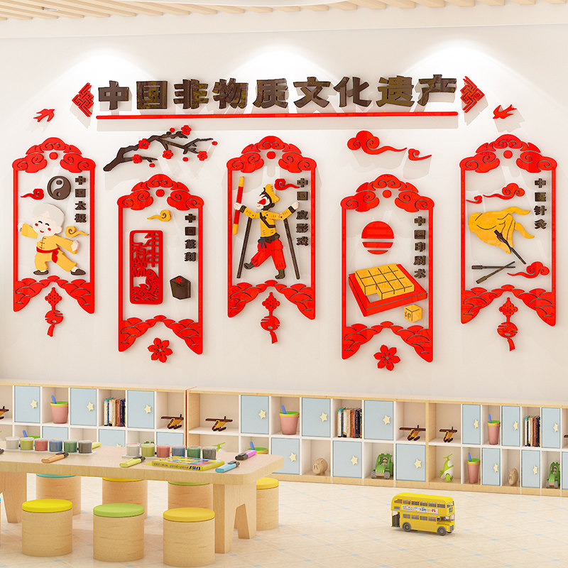 幼儿园非物质文化遗产中国传统文化环创主题墙面装饰教室布置墙贴