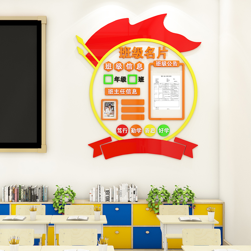 班级名片墙贴小学教室布置神器门口装饰文化墙建设班务公告栏贴纸