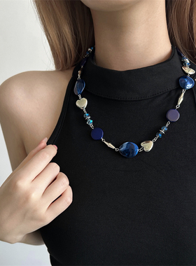 复古ins风银色金属爱心项链腰链