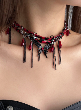 甜酷辣妹风流苏蝴蝶项链