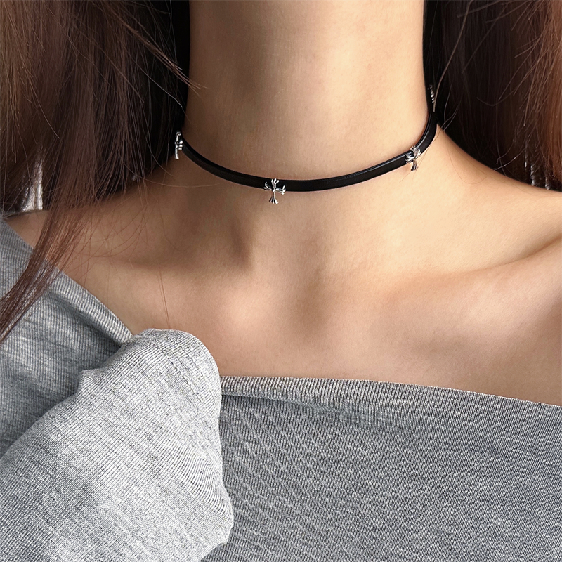 简约设计感辣妹pu脖颈链配饰