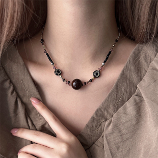 复古新中式虎眼石转运珠项链女2025年新款天然饰手工个性设计项链