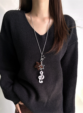 日韩ins风金属星星音符吊坠项链
