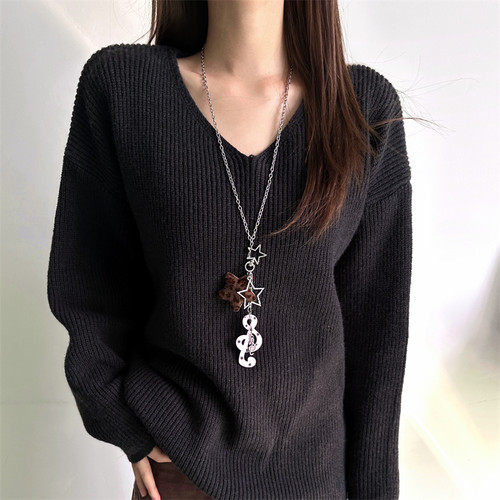 日韩ins风金属星星音符吊坠项链