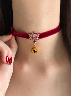 圣诞节辣妹雪花choker铃铛项圈