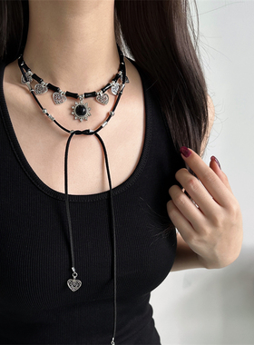 复古波西米亚风太阳花爱心项链