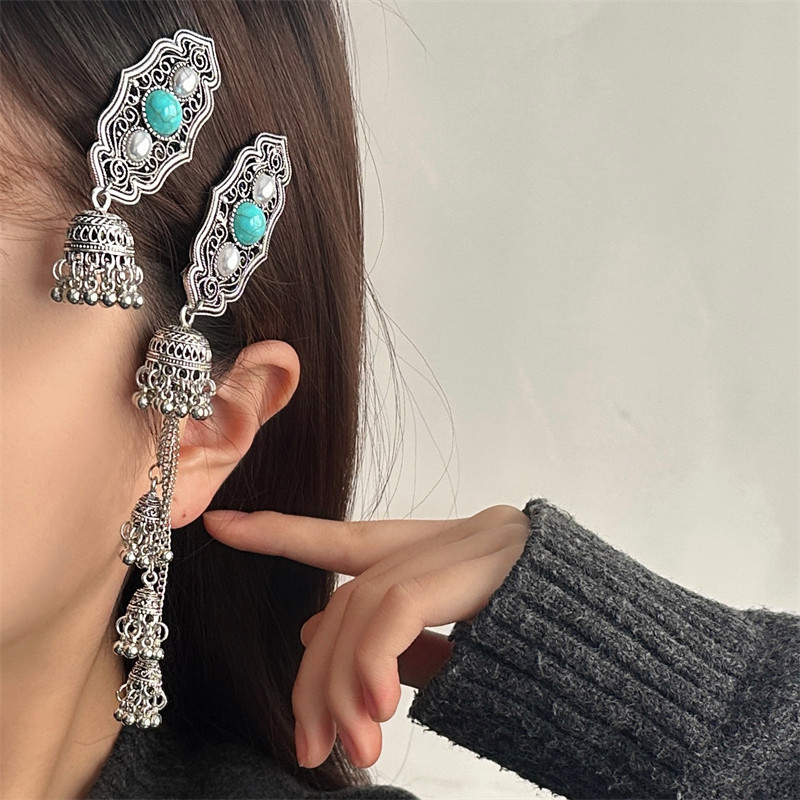 藏式民族风银色锆石流苏发夹女复古新中式个性时尚高级感侧边夹