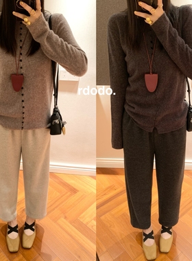 Rdodo自线 修腿遮胯冬日温感不粘毛醋酸羊毛厚款九分奶奶休闲裤