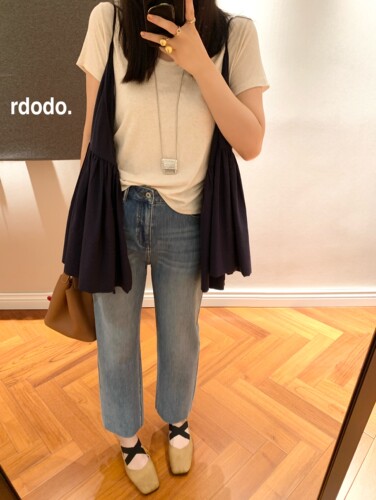 Rdodo专线进口四面弹醋酸棉混纺显瘦九分直筒法棍毛边牛仔裤薄款