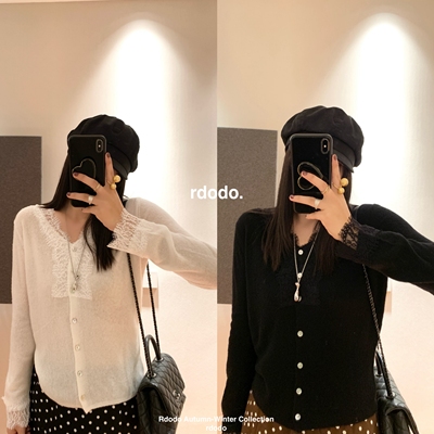 Rdodo自线法式水溶睫毛蕾丝毛衣