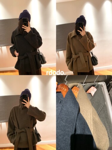 Rdodo 26新版金敏喜同款lem@ire羊驼毛羊毛立领短款裹身大衣厚款