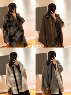 Rdodo静奢两面穿御寒神器贵气慵懒柔软高支羊绒围巾披肩斗篷大衣