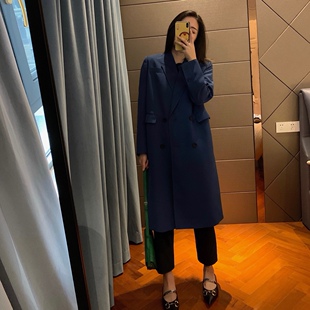 正肩式 中长式 西装 二多多家 袖 极简修身 风衣外套 口反卷格子 经典