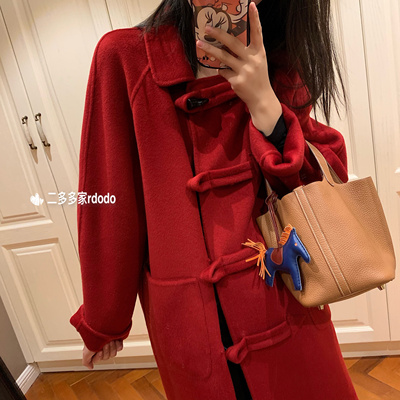 Rdodo年度返场独家波尔多本命红色牛角扣高支山羊绒羊毛软糯大衣