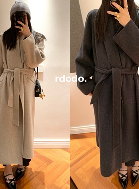Rdodo自线row秀款肯豆同款可拆卸帽子高支山羊绒羊毛长款人生大衣