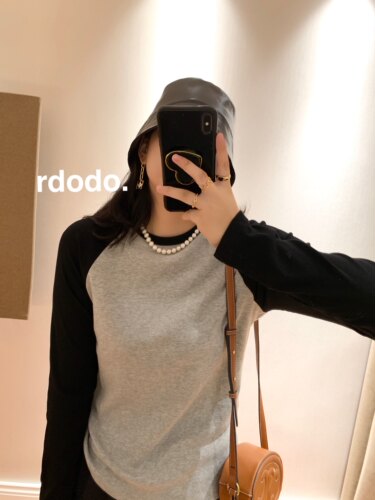 美式简约全棉长袖T恤打底衫